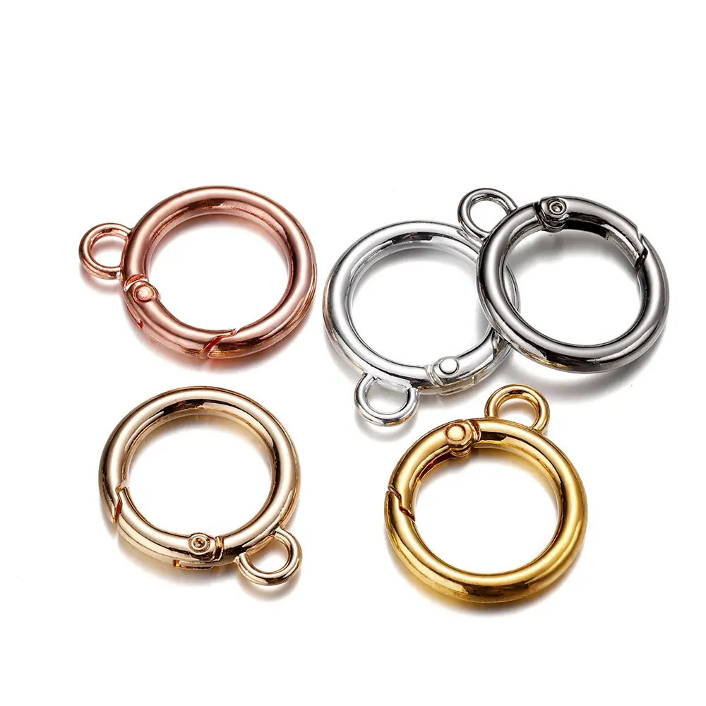 5Pcs/Lot Alloy O Ring Spring Clasps Openable Round Carabiner Keychain Charm Bag Clips Hook Buckles Connector For DIY Jewelry Making