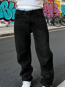 Men's New Fashion Washed Denim Long Pants, Casual All-Season Versatile Simple Style Jeans, Jeans Bottom, Comfortable and Stylish