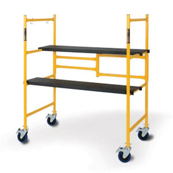 Basic 4 Ft. High Rectangular Mini Steel Scaffold Single Unit - 14 Gauge Steel Frame, 1 In. Outside Diameter, 2 Anti-Slip Features, 43x23.5x4 In. Dimensions, Wheels, Outdoor Use (Home Improvement Building Supplies)