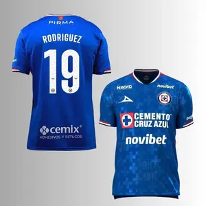 Cruz Azul 25/26 Home Soccer Jersey Blue Liga MX Football Fan Shirt for Men Women – Player Version #4 #6 #18 #19 #20, Breathable Quick Dry Athletic Training Match Uniform