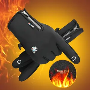 Outdoor heating waterproof touch screen thermal zipper gloves, unisex, suitable for cycling, skiing, outdoor work, gardening, hiking and other winter outdoor activities