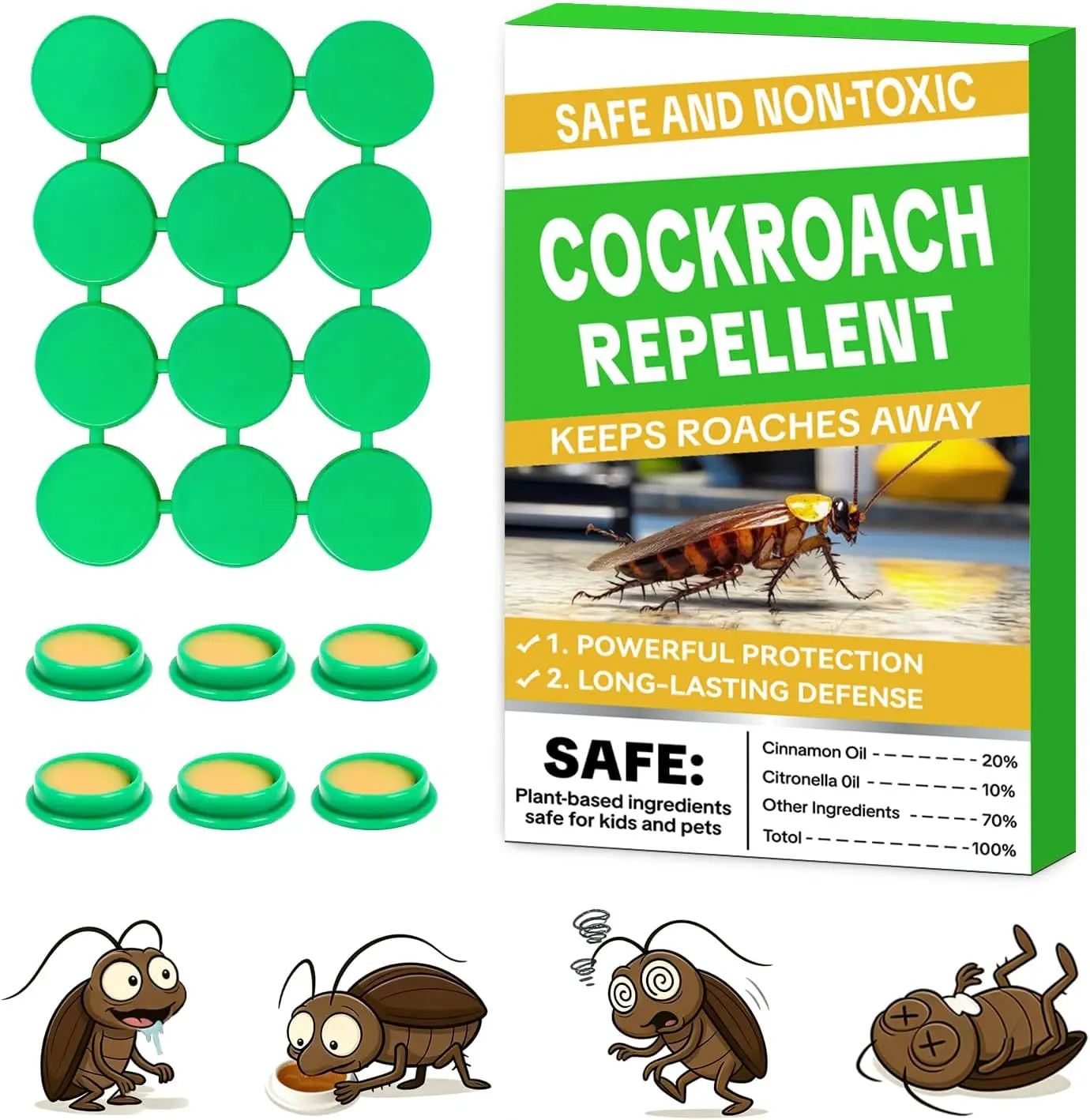 Cockroach Gel Bait Traps 32 Packs, Cockroach Repellent Indoor Home, Roach Deterrent, Pet Safe Roach Repeller Outdoor, Keep Roaches Away, Get Rid of Roaches for House, Hotel,Warehouse