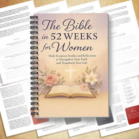 Women's 52 Week Bible Annual Journal, Daily Devotional Journal, Light Floral Illustrations, Daily Reading Plan & Prayer Space, 8.3x5.5 Inches Spiral Bound, Daily Guided Journal, Notebook