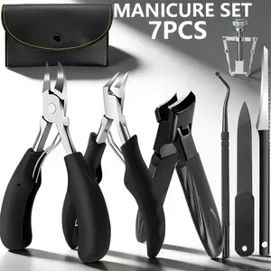 Professional Ingrown Toenail Kit 7PCS, Heavy Duty Toenail Clippers for Thick Nails, Podiatrist Tool Set with Corrector & Case