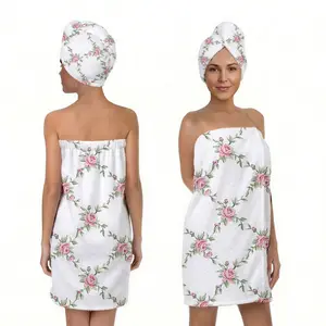 2pcs Vintage Rose Vine Print Towel Set, Adjustable Bath Towel and Hair Dryer, Super Absorbent Microfiber, Multi-Use for Home, Travel, Gifts