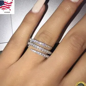 Infinity Jewelry 925 Silver Plated Ring Women Cubic Zircon Party Gift Sz 6-10
