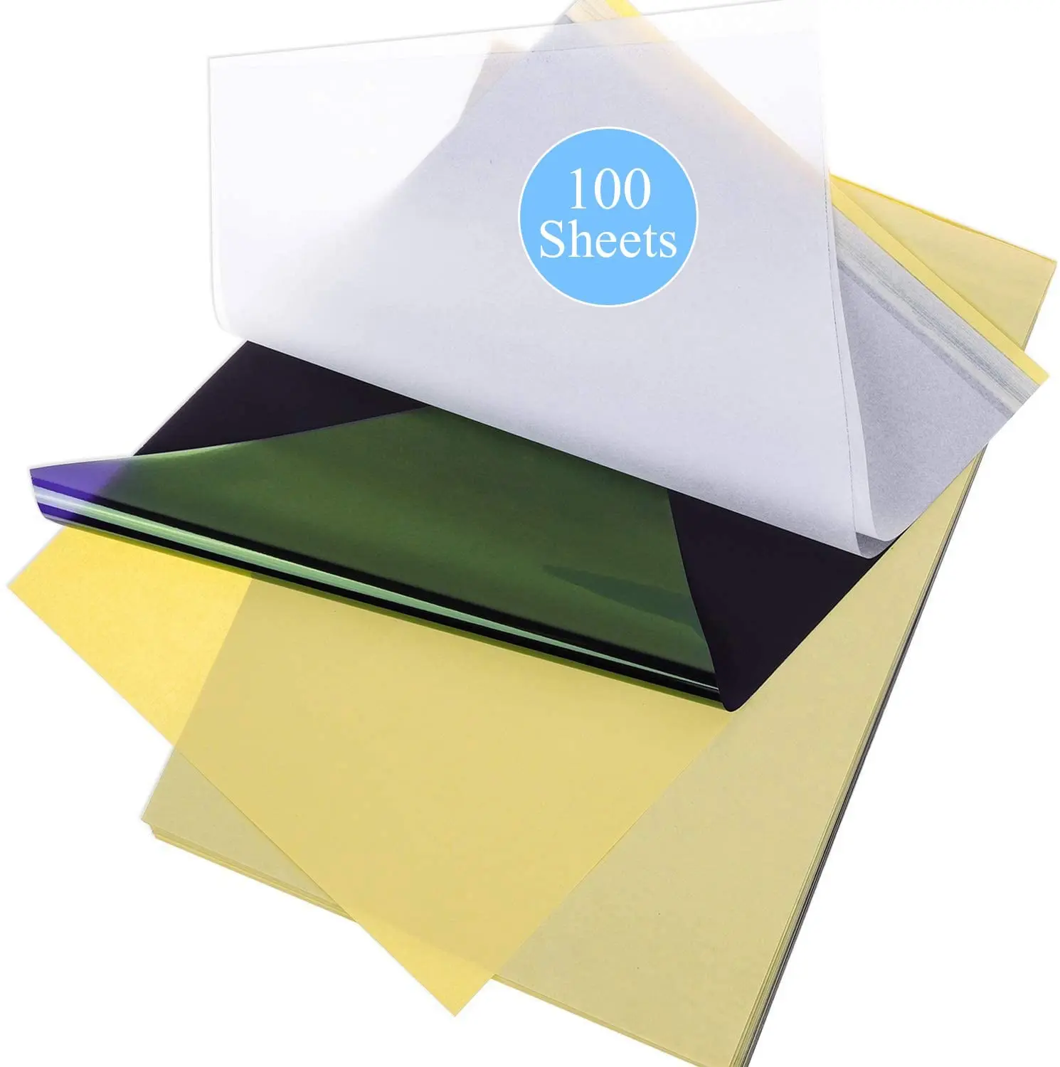Tattoo Transfer Paper - 100 PCS Stencil Paper, 4 Layers 8.5" x 11" A4 Size Thermal Stencil Paper for Tattoo Transfer Kit Supplies