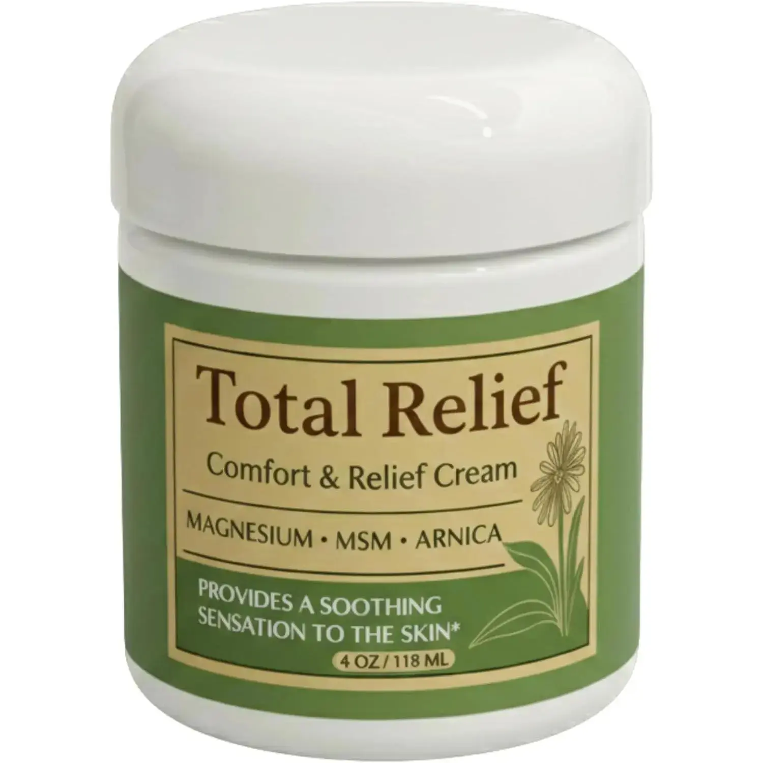 Total Relief Magnesium Cream with MSM & Arnica for Nerve Relief, Fast-Absorbing Facial Massage Formula, 4 Fl Oz, Facial Massage Cream, Arnica Facial Massage Cream