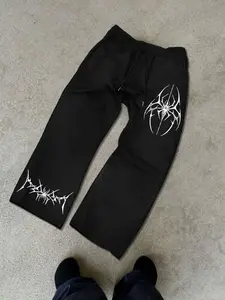 Men's Casual Straight Leg Pants, Ultimate Comfort, Spider Print, Soft Durable Fabric, Trendy Fashion, Unisex Sports Pants