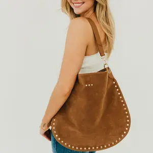 Rosalie Rivet Suede Hobo Bag