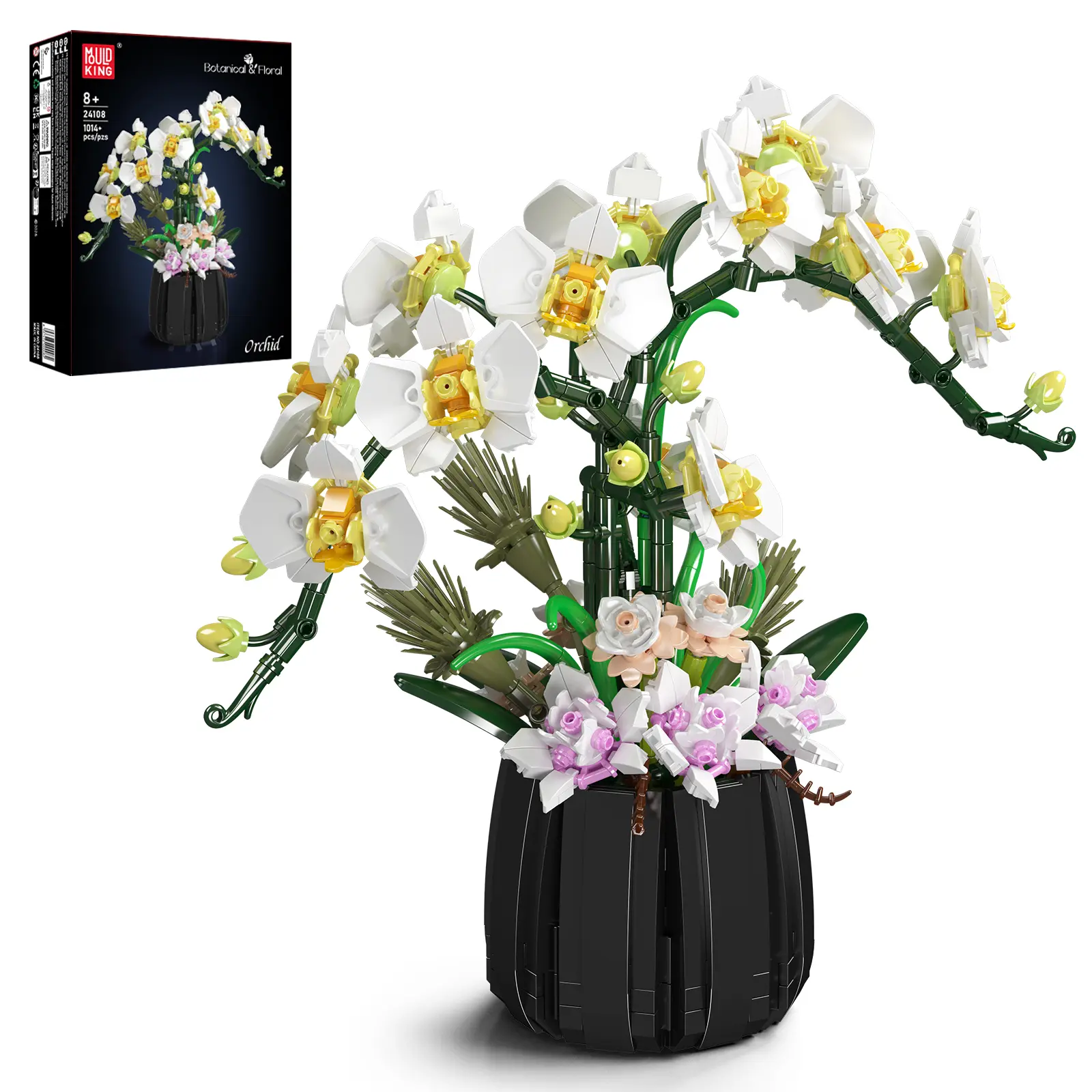Mould King 24108 Orchid Artificial Flowers Model Decoration Building Block Toy 1014 Pieces summerwins