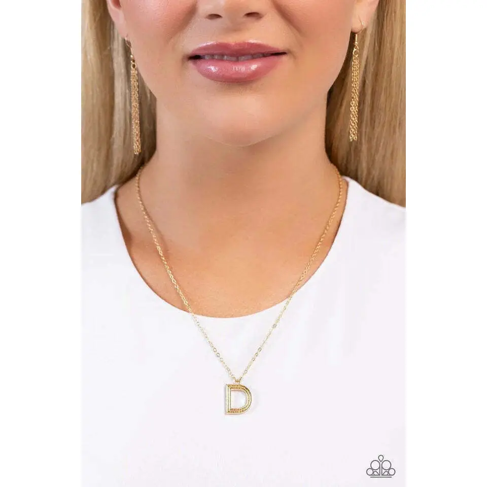 Paparazzi Leave Your Initials - Gold - D Necklace
