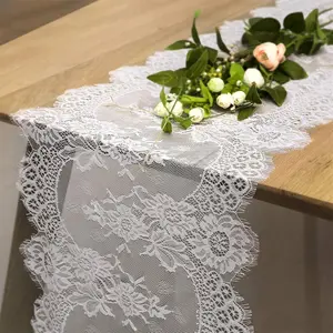 5 Packs Lace Table Runner 14x120 Inch Rustic Wedding White Table for Rectangle Table Vintage Hollow Lace Floral Fall Thanksgiving Table Decoration
