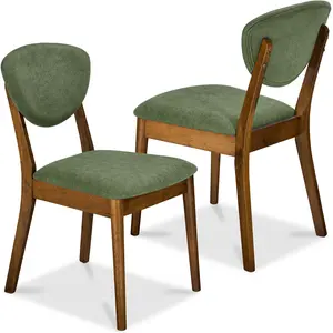 Best Choice Products 2-Piece Mid-Century Modern Wood & Upholstered Dining Chair Set