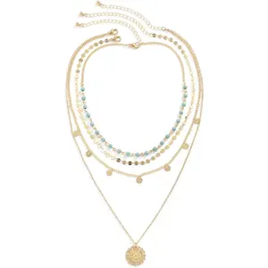 Turquoise Jewelry for Women 14K Gold Layered Turquoise Necklaces Boho Layered Western Necklace Summer Jewelry Gift