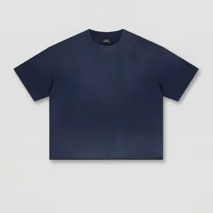 Washed Distressed Boxy Tee (Navy)
