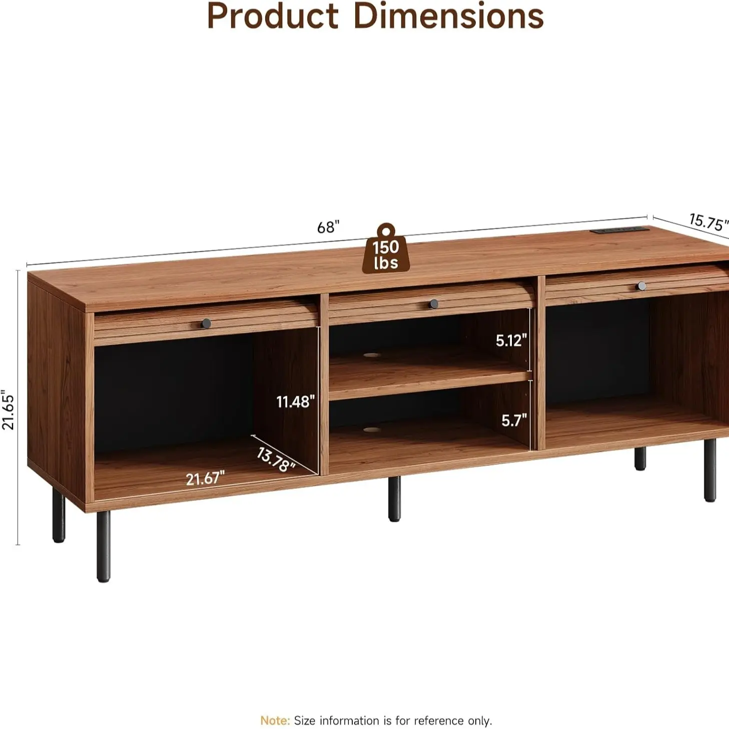 68" Overhead Rolling Door-Walnut