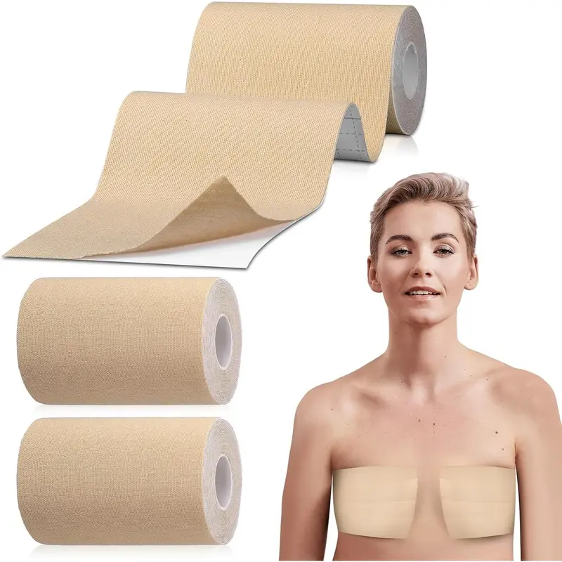 2 Rolls Wide Trans FTM Binder Tape for Chest Binding Adhesive Trans Chest Tape Flat for Transgender Breast Boob