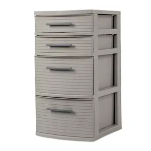 4 Drawer Medium Tower Dark Gray/Off-White/Black - Store anything from clothing and accessories to school / office supplies, craft supplies, health and beauty items, and more