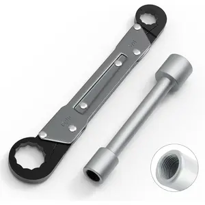 Angle Stop Wrench Set, Double Head Pipe Wrench Angle Stop Removal Tool Angle On Wrench Set for Plumbing Installing, Plumbing Tools, Random Color-Black/Silver Black Double-Ended Professional Plumbing Wrench Set