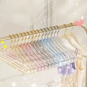 10pcs Glitter Acrylic Clothes Hangers Hanging Organiser, Non-Slip Transparent Space Saving Hooks for Suits Dresses Pants, Luxury Clothing Store Use Hanging Organizer