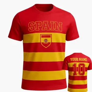 Custom Spain Soccer Jersey with Name and Number, Personalized Football Fan Shirt S-5XL Unisex 3WS