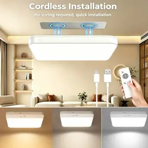 Wireless Motion Sensor Ceiling Light – Rechargeable LED Closet, Hallway, Kitchen, Bathroom & Bedroom Light with Magnetic Mount, 3 Color Temperatures, Remote Control, Battery Operated, Cordless Indoor Lighting