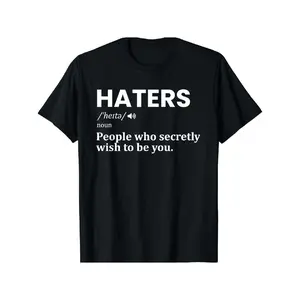 [100% Cotton] 1Pc Haters Definition Funny Motivation Success Saying T-Shirt -   Crew Neck Casual Tee, All-Season Knit Fabric, High Stretch, Regular Fit For Adults Golf Gift T-Shirt For Men And Women