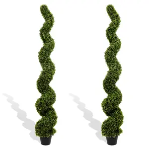 UV-Resistant Artificial Spiral Boxwood Trees ,180cm Outdoor Topiary Plants for Garden & Patio Decor(Pack of 2 )