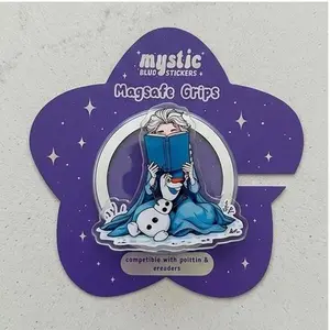 Ice Kingdom Reading Princess Phone Grip - Snowman Friend Magnetic Griptok for MagSafe - Clear Acrylic Winter Fortress Phone Stand - Gift for Readers - Whimsical Storybook Aesthetic Decor