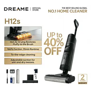DREAME H12s Vacuum Mop, Cordless Wet and Dry Vacuum, Cordless Vacuum Mop All in One for Hard Floors, Edge Cleaning with Dirt Detection, Hot Air Drying, Smart Floor Cleaner Great for Sticky Messes on Multi-Surfaces