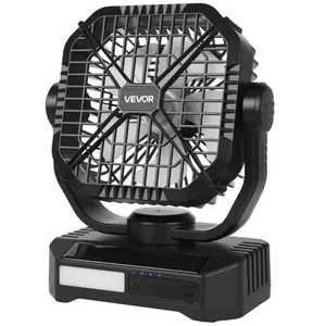 VEVOR 10400mAh Solar fan, Camping Fan with Solar Panel & LED Lantern, 7W 8 Inch Portable Rechargeable Battery Powered for Outside, 4-Speed and Quiet Operated for Picnic, Barbecue