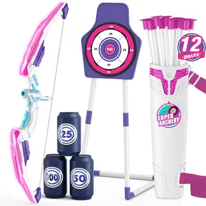 Bow and Arrow Set for Kids, LED Light Up Archery Set with 12 Suction Cup Arrows, Quiver & Standing Web Target for Indoor/Outdoor, Birthday Gifts Toys for 4 5 6 7 8 9 10 12 Year Old Boys Girls