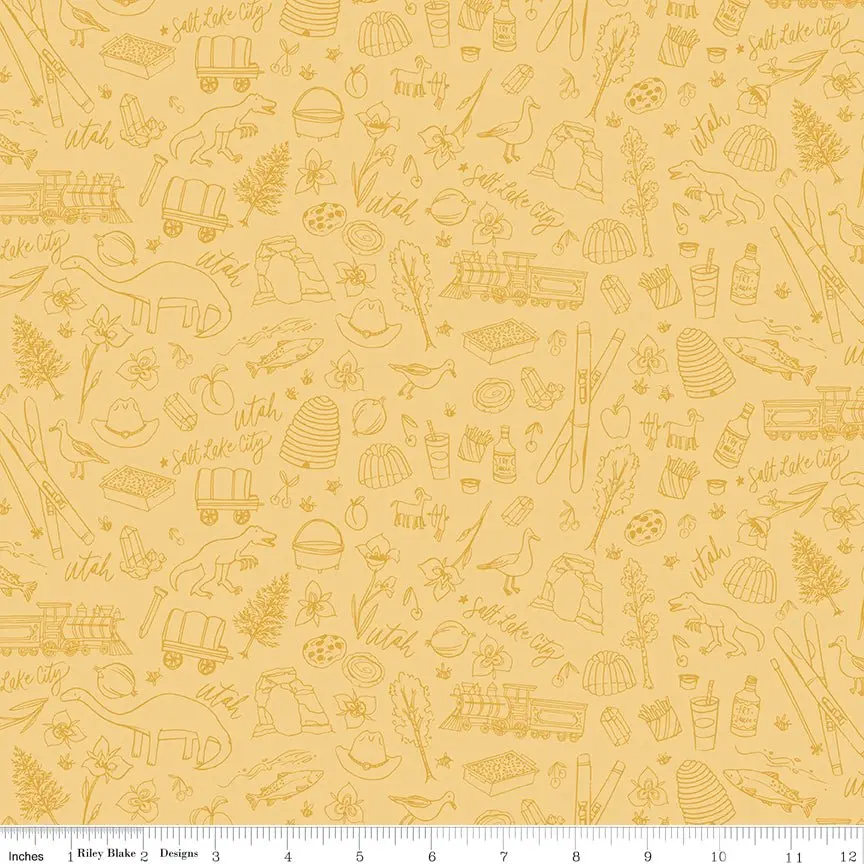 Utah Tonal Yellow Fabric by the Yard or Fat Quarter | Riley Blake Designs