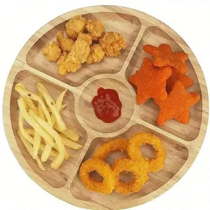 Wooden Cheese Board with Five Compartments, Multifunctional Fruit Tray, Reusable Snack Plate, Kitchen Decor, Wedding Candy Storage