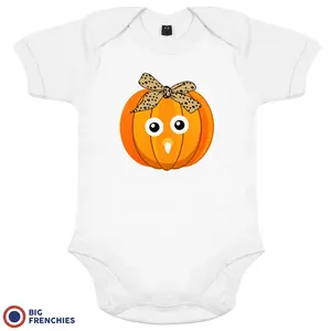 Pumpkin Turkey Thanksgiving Organic Cotton Baby Girl Onesie