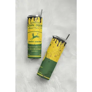 Tractor Inspired Insulated Tumbler 20oz with Lid & Stainless Steel Straw, Double Wall Design for Hot & Cold Drinks, Reusable Travel Mug for Water, Smoothies & Tea, Durable & Sweat-Proof