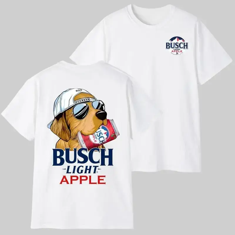 Busch Light Apple Dog T-Shirt Funny Golden Retriever Beer Lover Graphic Tee For Men Women, 4th Of July Shirt, Streetwear