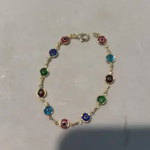 18k gold plated evil eye 7”bracelet
