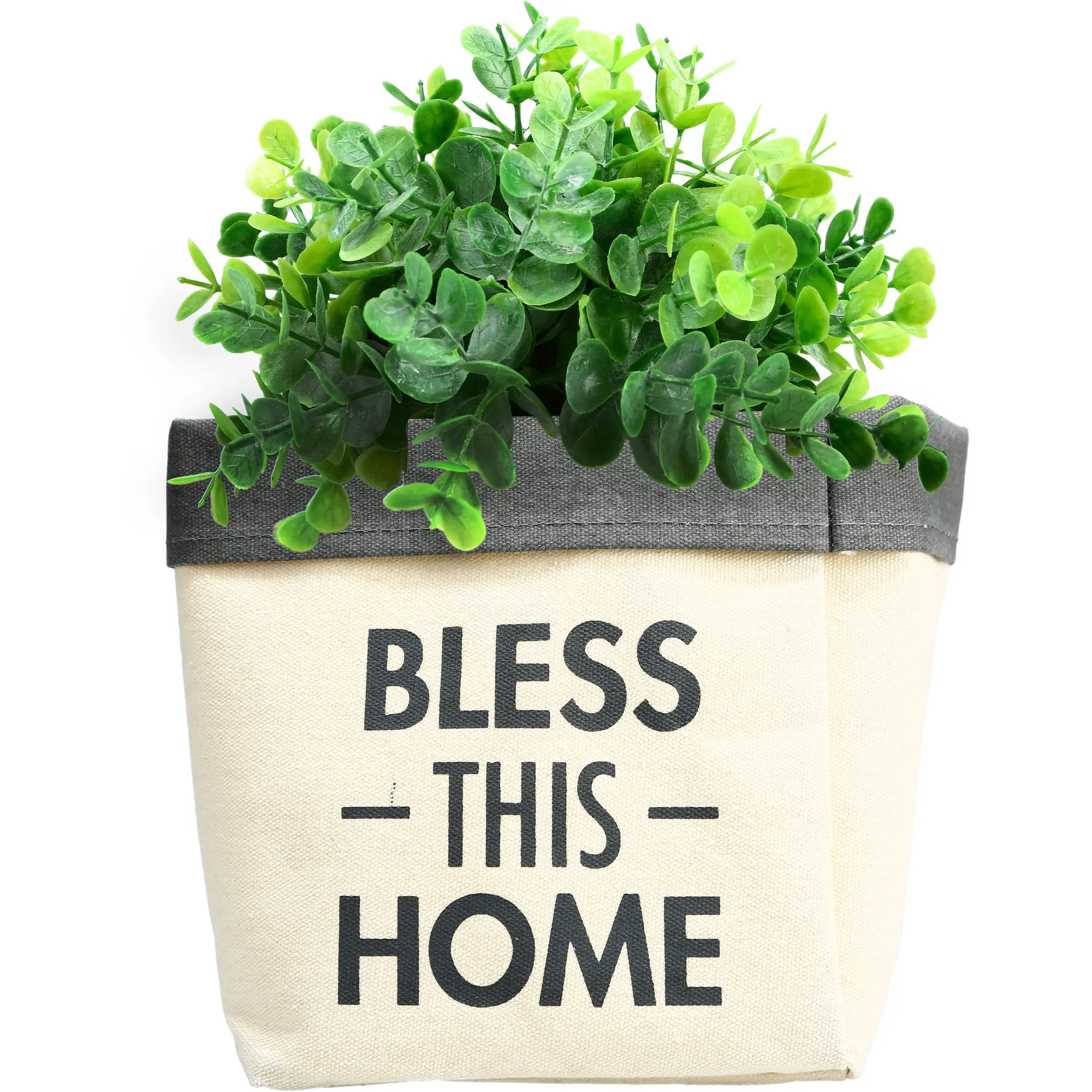 Bless This Home Canvas Planter Cover (Holds 6" Pot)