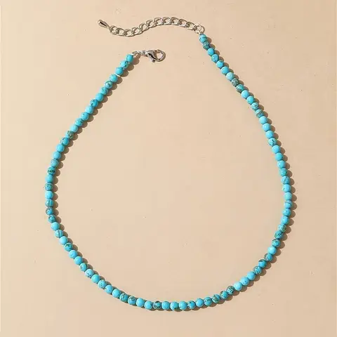 Women's Boho Minimalist Beaded Necklace, Casual Trendy Jewelry, Dainty Boho Necklace, Adjustable Elastic Lightweight Summer Jewelry for Parties, Vacations, and Casual Wear