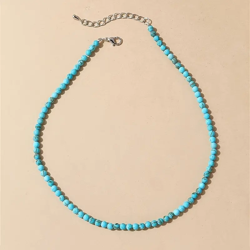 Women's Boho Minimalist Beaded Necklace, Casual Trendy Jewelry, Dainty Boho Necklace, Adjustable Elastic Lightweight Summer Jewelry for Parties, Vacations, and Casual Wear