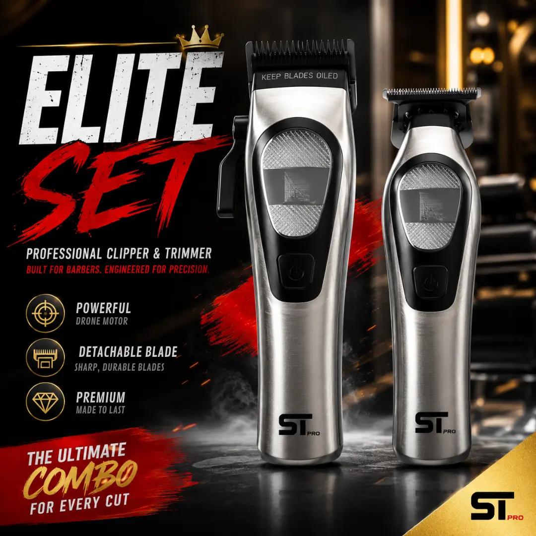 Elite TORQ Duo-STPRO Edition Cordless Titanium & Stainless Steel Trimmers Kit, Professional Barber Clipper, Cordless Trimmers Kit, Smooth, Hair Cuttin, Hair Cutting, Batteries