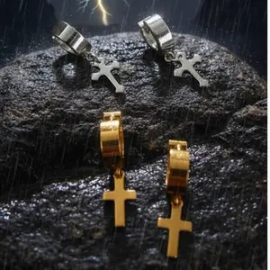 Stainless Steel Cross Earrings - Gold & Silver Options - Durable & Stylish Jewelry for Everyday Wear