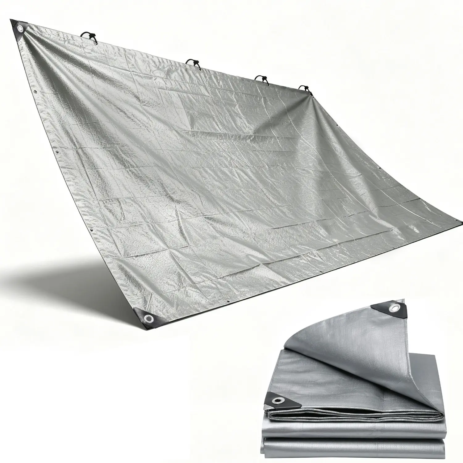Tarps 10x12 Feet, 6 Mil - Multipurpose Waterproof Poly Tarp Cover with Metal Grommets and Reinforced Edges, Silver Tarp