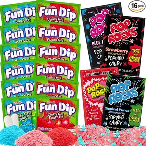 Fun Dip, Pop Rocks Variety Pack - Nostalgia Candy Sampler - Includes Various Pop Rocks Flavors and Fun Dips Lik a Stix, Cherry Yum and Razz Apple - Packaged by Gaudum (16)