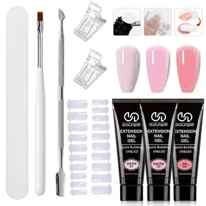 Poly Gel Nail Extension Kit, 1 Set Nail Extension Kit with Long-lasting Gel, Mold & Brush, Easy DIY Manicure Set for Home and Salon Use, Gel Nail Polish Nail Glue Nail Tech Supplies, Nail Care, Nail Stuff, Nail Art Kit, Polygel Nail Kit