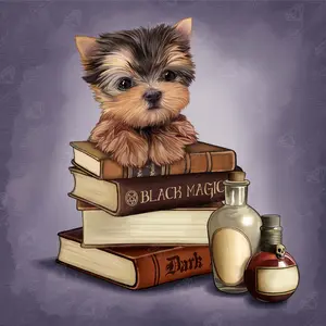 Yorkie & Magic Books Diamond Painting Kit