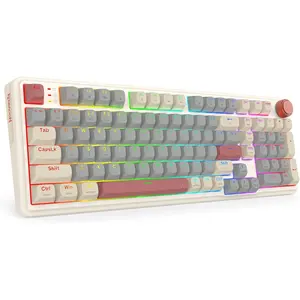 Redragon K768 PRO 100 Keys Wireless Gasket RGB Gaming Keyboard, Massive 8000 mAh PBT Mechanical Keyboard w/Hot-Swap Socket, Dedicated Knob Control & 5-Layer Noise Dampening, Custom Yolk Linear Switch