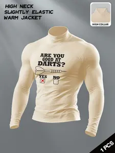 Men's High Neck Compression Shirt - "ARE YOU GOOD AT DARTS?" Humorous Graphic with Dart & Checkbox Apparel, Slim Fit Elastic Thermal Base Layer, Warm & Breathable Fabric, Ideal for Dart Tournaments, Pub Hangouts, Gym Workouts & Layering Under Jackets, Sty